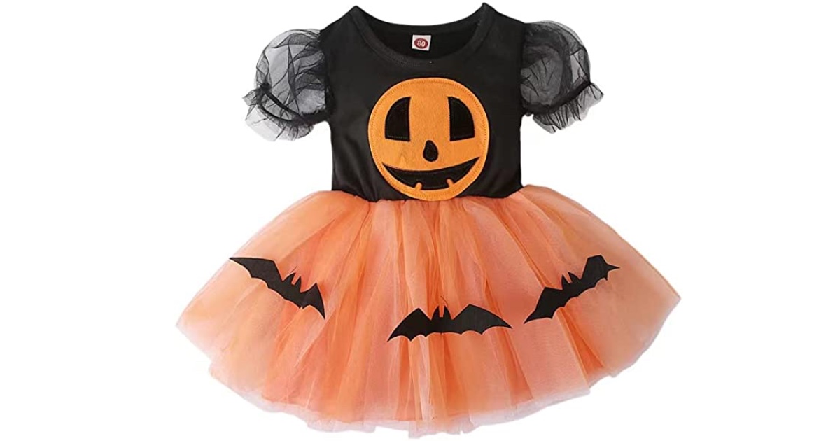Toddler Girl Pumpkin Tutu Dress at Amazon