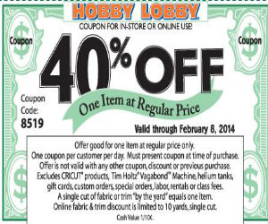 hobby lobby coupons 40